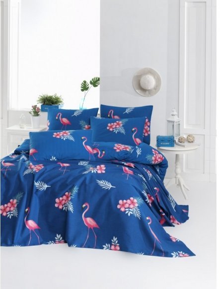 Покривало піке Home Perfect Flamingo блакитний 160х235 см svt-2000022271349