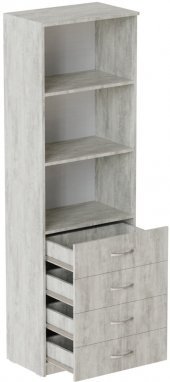 Шафа Анжело Ferrum-decor на 3 полиці з 4 ящики 1900x600x380 ДСП Бетон 16 мм (FRD-104988)