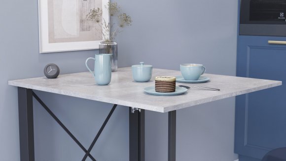 Стіл-книга трансформер Оріон 1 Ferrum-decor 750x810x730 Чорний метал ДСП Бетон 16 мм (FRD-104603)