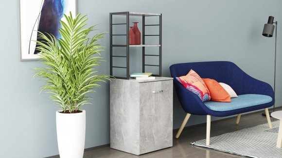 Стіл-тумба трансформер Смарт 4/2 з етажеркою Ferrum-decor 1430x1450x600 Чорний метал ДСП Бетон 16 мм (FRD-105135) Стіл-тумба трансформер Смарт 4/2 з етажеркою Ferrum-decor 1430x1450x600 Чорний метал ДСП Бетон 16 мм (FRD-105135)