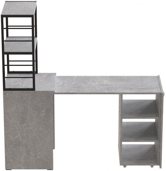 Стіл-тумба трансформер Смарт 4/2 з етажеркою Ferrum-decor 1430x1450x600 Чорний метал ДСП Бетон 16 мм (FRD-105135) Стіл-тумба трансформер Смарт 4/2 з етажеркою Ferrum-decor 1430x1450x600 Чорний метал ДСП Бетон 16 мм (FRD-105135)