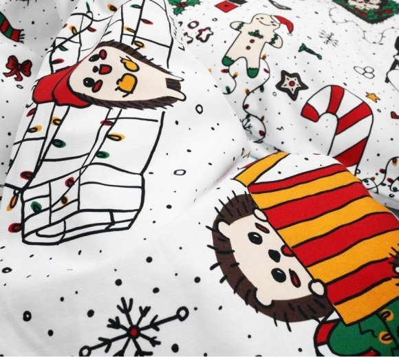 Дитяча постіль наволочка та підковдра Різдвяні їжачки lullalove-9525 Дитяча постіль наволочка та підковдра Різдвяні їжачки lullalove-9525