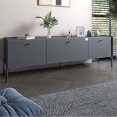 Тумба під телевізор на 3 шухляди LION Wood з чорними ніжками 160х65х40 см Антрацит (LION-043092) Тумба під телевізор на 3 шухляди LION Wood з чорними ніжками 160х65х40 см Антрацит (LION-043092)