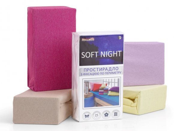 Простирадло на гумці Soft Night lilac трикотажне 160х200 см Простирадло на гумці Soft Night lilac трикотажне 160х200 см
