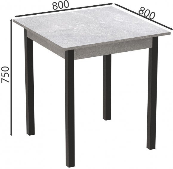 Стіл кухонний Ferrum-decor Агата 75x80x80 Чорний ДСП Бетон 16мм (FRD-105560) Стіл кухонний Ferrum-decor Агата 75x80x80 Чорний ДСП Бетон 16мм (FRD-105560)