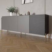 Комод на золотих металевих ніжках LION Грей 204x38x76,5 см Антрацит/Асфальт (LION-042666) Комод на золотих металевих ніжках LION Грей 204x38x76,5 см Антрацит/Асфальт (LION-042666)