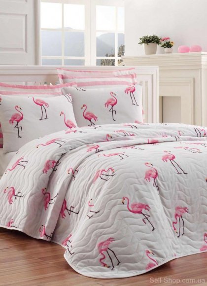 Покривало стьобане з наволочками Maylin pudra пудра 200х220 см Покривало стьобане з наволочками Maylin pudra пудра 200х220 см