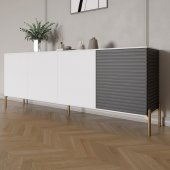Комод на золотих металевих ніжках LION Грей 204x38x76,5 см Німфея Альба (білий)/Асфальт (LION-042668) Комод на золотих металевих ніжках LION Грей 204x38x76,5 см Німфея Альба (білий)/Асфальт (LION-042668)