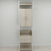 Шафа Гардероб Уні секція 5 серії Конект Ferrum-decor 220x60x50см Білий метал ДСП Дуб Сонома 32 мм (FRD-104521)