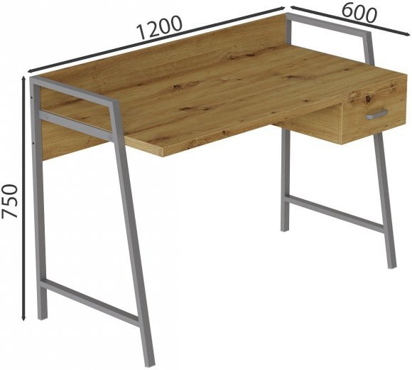 Письмовий стіл Ferrum-decor Комфорт 750x1200x600 Сірий метал ДСП Дуб Артизан 32 мм (FRD-103455)