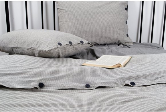Постільна білизна Home Washed cotton Pinstripe antracite євро svt-2000022294638