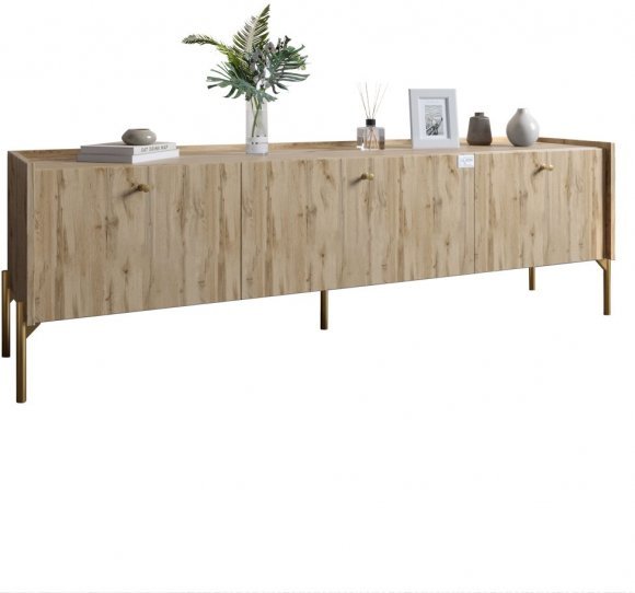 Тумба під телевізор на 3 шухляди LION Wood з золотими ніжками 160х65х40 см Дуб Аппалачі (LION-042991) Тумба під телевізор на 3 шухляди LION Wood з золотими ніжками 160х65х40 см Дуб Аппалачі (LION-042991)