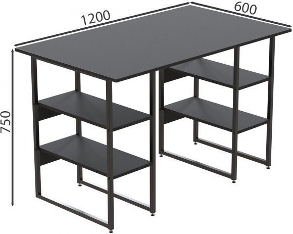 Комп'ютерний стіл Ferrum-decor Карен 75x120x60 чорний ДСП Сосна Кембра 16мм (FRD-102044)