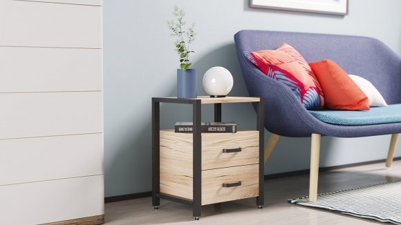 Тумба універсальна Ferrum-decor Вів'єн 2/2 50x41x40 чорний ДСП Дуб Сан-Марино 16мм (FRD-104157) Тумба універсальна Ferrum-decor Вів'єн 2/2 50x41x40 чорний ДСП Дуб Сан-Марино 16мм (FRD-104157)