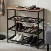 Полиця для взуття Слайм 3 Ferrum-decor 635x630x260 Чорний метал ДСП Дуб Сан-Маріно 16 мм (FRD-106837)