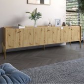 Тумба під телевізор на 3 шухляди LION Wood з золотими ніжками 160х65х40 см Дуб Артизан (LION-042992) Тумба під телевізор на 3 шухляди LION Wood з золотими ніжками 160х65х40 см Дуб Артизан (LION-042992)