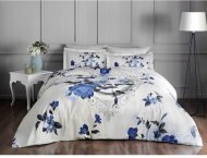 Постільна білизна сатин Delux Vella mavi v01 синій євро 200х220 см