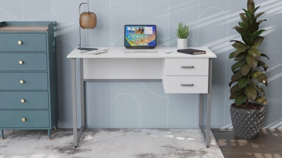 Письмовий стіл Ferrum-decor Дакота 75x140x60 сірий ДСП Біле 16мм (FRD-102320)