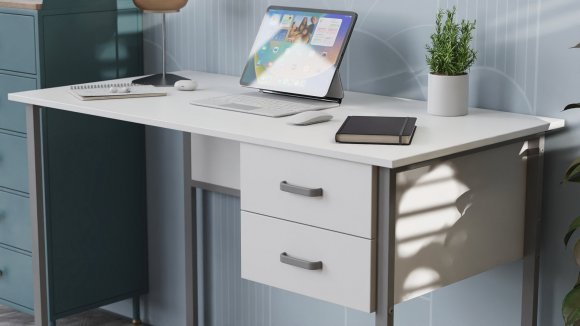 Письмовий стіл Ferrum-decor Дакота 75x140x60 сірий ДСП Біле 16мм (FRD-102320)