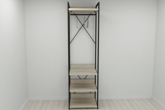Шафа Гардероб Уні секція 3 серії Конект Ferrum-decor 220x60x50см Чорний метал ДСП Дуб Сонома 32 мм (FRD-104525)