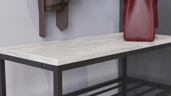 Полиця для взуття Слайм 3 Ferrum-decor 635x630x260 Чорний метал ДСП Бетон 16 мм (FRD-106838)