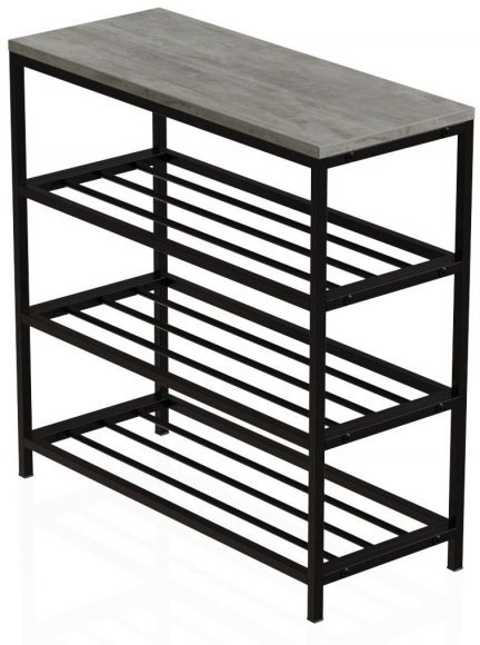 Полиця для взуття Слайм 3 Ferrum-decor 635x630x260 Чорний метал ДСП Бетон 16 мм (FRD-106838)