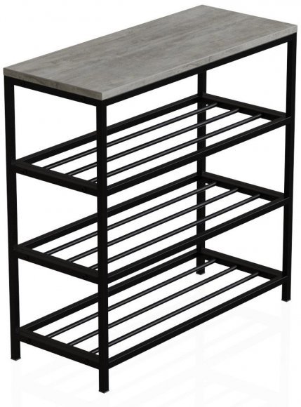 Полиця для взуття Слайм 3 Ferrum-decor 635x630x260 Чорний метал ДСП Бетон 16 мм (FRD-106838)
