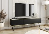 Тумба під телевізор Perfect Home Оро / Oro 3-дверна з чорними ніжками RTV175 Чорний (PFH-091339)