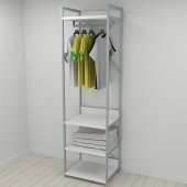 Шафа Гардероб Уні секція 3 серії Конект Ferrum-decor 220x60x50см Сірий метал ДСП Білий 32 мм (FRD-104527)