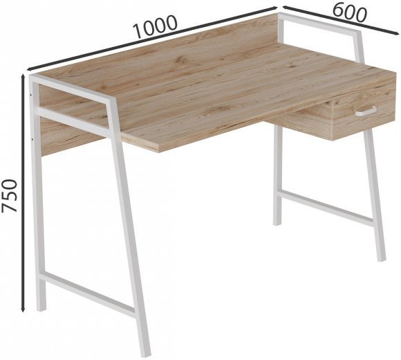 Письмовий стіл Ferrum-decor 750x1200x600 Білий метал ДСП Дуб Сан-Марино 32 мм (FRD-103458)
