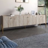 Тумба під телевізор на 3 шухляди LION Wood з золотими ніжками 160х65х40 см Дуб Сонома (LION-042994) Тумба під телевізор на 3 шухляди LION Wood з золотими ніжками 160х65х40 см Дуб Сонома (LION-042994)