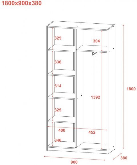 Розстібна шафа Doros Студент Дуб Сонома/Білий 90х38х180 DRS-011624 (40908067)