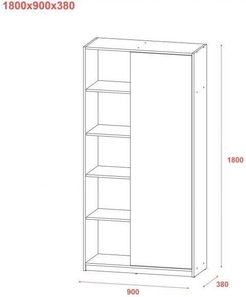 Розстібна шафа Doros Студент Дуб Сонома/Білий 90х38х180 DRS-011624 (40908067)