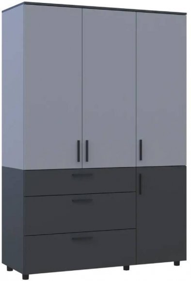 Шафа для одягу Doros Торн Антрацит/Сірий 3 ДСП/3Ш (полиці) 135х51.6х200 (DRS-012036)