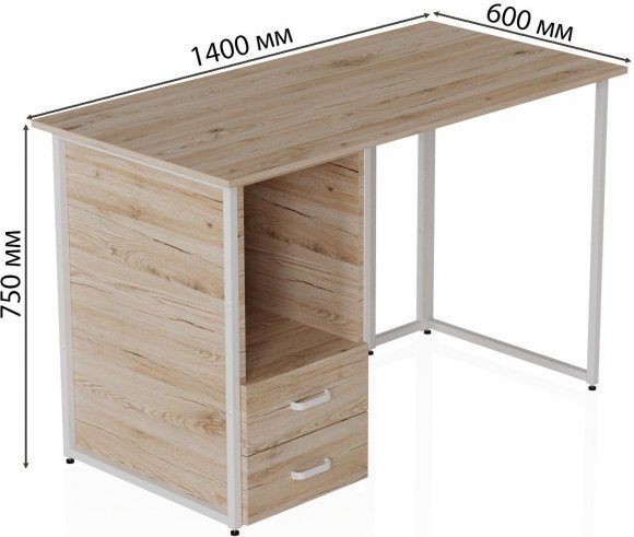 Комп'ютерний стіл Ferrum-decor Отто 75x140x60 білий ДСП Дуб Сан-Марино 16мм (FRD-101034)