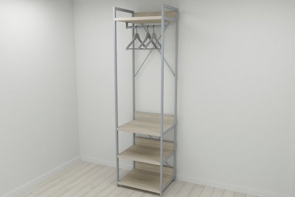 Шафа Гардероб Уні секція 3 серії Конект Ferrum-decor 220x60x50см Сірий метал ДСП Дуб Сонома 32 мм (FRD-104529)