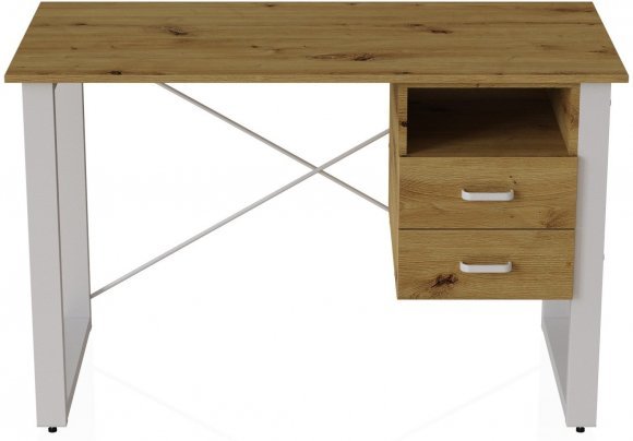 Письмовий стіл із ящиками Ferrum-decor Оскар 750x1200x600 метал Білий ДСП Дуб Артизан 16 мм (FRD-103225)
