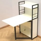 Стіл книжка з етажеркою Практик 1 Ferrum-decor 1200x640x990 Чорний метал ДСП Біле 16 мм (FRD-104611)