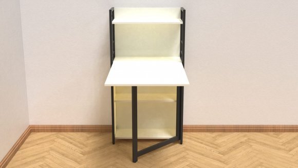 Стіл книжка з етажеркою Практик 1 Ferrum-decor 1200x640x990 Чорний метал ДСП Біле 16 мм (FRD-104611)