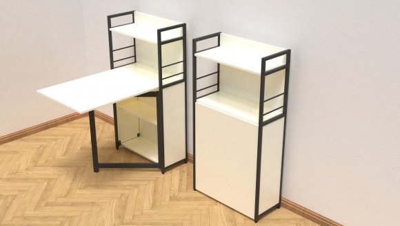 Стіл книжка з етажеркою Практик 1 Ferrum-decor 1200x640x990 Чорний метал ДСП Біле 16 мм (FRD-104611)