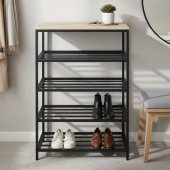 Полиця для взуття Слайм 4 Ferrum-decor 820x630x260 Чорний метал ДСП Бетон 16 мм (FRD-106840)