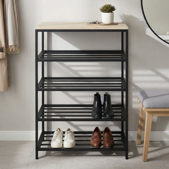 Полиця для взуття Слайм 4 Ferrum-decor 820x630x260 Чорний метал ДСП Бетон 16 мм (FRD-106840) Полиця для взуття Слайм 4 Ferrum-decor 820x630x260 Чорний метал ДСП Бетон 16 мм (FRD-106840)