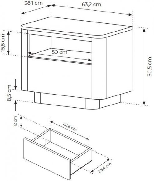 Тумба приліжкова Perfect Home Торро / Torro 1S/63 з 1 шухлядою Дуб кремона/чорний (PFH-091419)