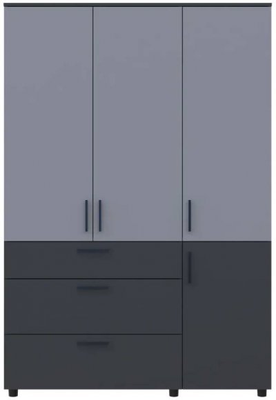 Шафа для одягу Doros Торн Антрацит/Сірий 3 ДСП/3Ш (штанга) 135х51.6х200 (DRS-012037) Шафа для одягу Doros Торн Антрацит/Сірий 3 ДСП/3Ш (штанга) 135х51.6х200 (DRS-012037)