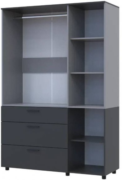 Шафа для одягу Doros Торн Антрацит/Сірий 3 ДСП/3Ш (штанга) 135х51.6х200 (DRS-012037) Шафа для одягу Doros Торн Антрацит/Сірий 3 ДСП/3Ш (штанга) 135х51.6х200 (DRS-012037)