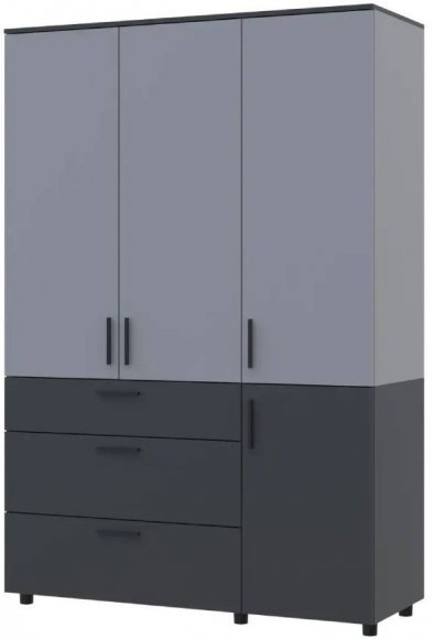 Шафа для одягу Doros Торн Антрацит/Сірий 3 ДСП/3Ш (штанга) 135х51.6х200 (DRS-012037) Шафа для одягу Doros Торн Антрацит/Сірий 3 ДСП/3Ш (штанга) 135х51.6х200 (DRS-012037)