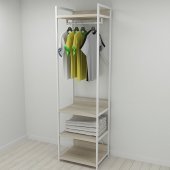 Шафа Гардероб Уні секція 3 серії Конект Ferrum-decor 220x60x50см Білий метал ДСП Дуб Сонома 32 мм (FRD-104533)