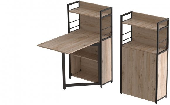 Стіл книжка з етажеркою Практик 1 Ferrum-decor 1200x640x990 Чорний метал ДСП Дуб Сан-Марино 16 мм (FRD-104612)