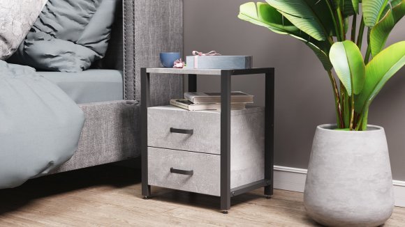 Тумба універсальна Ferrum-decor Вів'єн 2/2 50x41x40 чорний ДСП Дуб Бетон 16мм (FRD-106841) Тумба універсальна Ferrum-decor Вів'єн 2/2 50x41x40 чорний ДСП Дуб Бетон 16мм (FRD-106841)