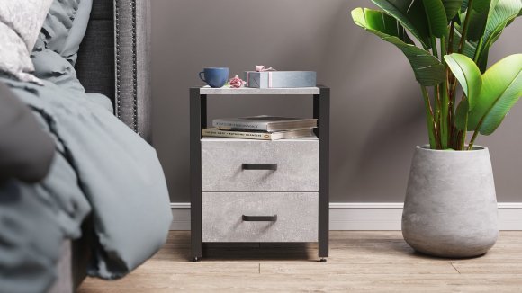 Тумба універсальна Ferrum-decor Вів'єн 2/2 50x41x40 чорний ДСП Дуб Бетон 16мм (FRD-106841) Тумба універсальна Ferrum-decor Вів'єн 2/2 50x41x40 чорний ДСП Дуб Бетон 16мм (FRD-106841)